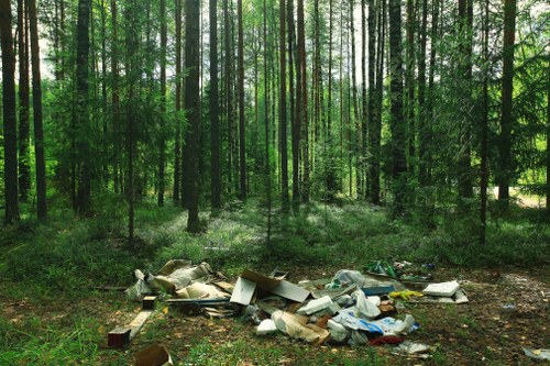Safe and organized construction site with proper waste management